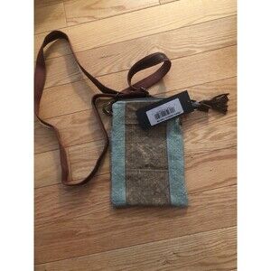 Vintage Addiction Crossbody Small Bag Linen & Leather‎ Chocolate NWT Jute Cotton
